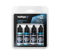 Vallejo True Metallic Metal - Set Verde Escarabajo - Pintura Acrílica Metalizada para Miniaturas - 4 Botes de 18 ml (Light, Base, Shade, Airbrush)