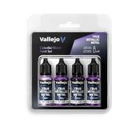 Vallejo True Metallic Metal - Set Violeta Celestial - Pintura Acrílica Metalizada para Miniaturas - 4 Botes de 18 ml (Light, Base, Shade, Airbrush)