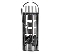 Valo Juego de Utensilios para Chimenea Helsinki (4 piezas, incluye escoba para chimenea, pala, pinzas y gancho, conjunto de chimenea, soporte, acero inoxidable) VK000302