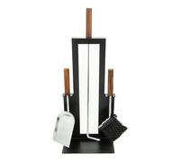 Valo Juego de Utensilios para Chimenea Malmö (3 piezas, incluye escoba para chimenea, pala y gancho, conjunto de chimenea, soporte, negro con mangos de madera) VK000307