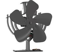 Valo Ventilador de Estufa (ventilador de chimenea para tubo de estufa, sin alimentación, silencioso, dimensiones: 19,7 x 10,9 x 22,8 cm, gira 60 grados, negro) VK000603