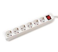 Value Regleta de enchufes de 6 vías con Interruptor, Blanco, 6 m