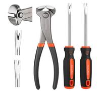 ValueMax 3-Piezas Juego de Alicate de Corte Frontal y Sacaclavos, Alicate de Corte Final de 185mm, Quitagrapas de Punta en V, Extractor de Clavos, Herramientas para Quitar Clavos y Grapas
