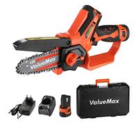 ValueMax Mini Motosierra Inalámbrica 12V, 11cm | Motosierra Portátil con 2 Baterías, Cargador y Bloqueo de Seguridad para Árboles, Ramas y Trabajos de Jardinería