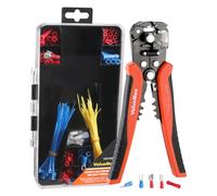 ValueMax Pelacables Automático 3 en 1 con 268 Piezas | Alicate para Pelar, Crimpar y Cortar Cables AWG24-10 (0,2-6,0mm²), Incluye 150 Terminales y Estuche