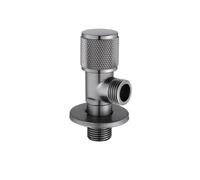 Válvula angular de latón, válvula de entrada gris, válvula de salida for baño, desviador de fregadero G1/2, fregadero de cocina, lavabo, grifos de parada de agua(1pcs black)