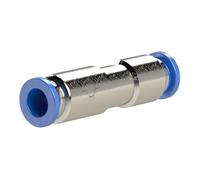 Válvula antirretorno recta "Blaue Serie", conector para manguera de diámetro exterior de 6 mm, presión de trabajo máx. 10 bares, latón niquelado.