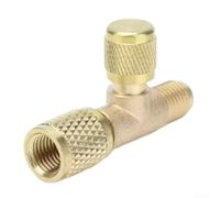 Válvula de adaptador de cobre dorado para agentes de enfriamiento R22 R12 R134a, conexión de 1/4 Sae Flare con interruptor de tres vías para CA de coche para servicio