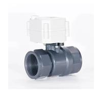 Válvula de agua eléctrica PVC DN32, 2 piezas, BSP, diámetro interior 1 1/4", 25 mm, con accionamiento manual e indicador, 9-24 V, engranajes metálicos(CLOSE-CR202)