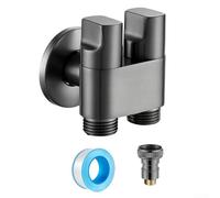 Válvula de ángulo de aleación de doble control con entrada G1/2 para inodoro, bidé, pulverizador, lavadora, fregadero de cocina, lavabo y calentador (gris)