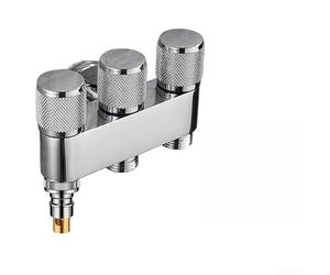 Válvula de ángulo de salida de latón de 1 entrada 3 para lavadora con salidas independientes triples, funcionamiento sin goteo y espacio de pared compacto de 4,5 cm (C)