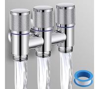 Válvula De ángulo De Tres Salidas: Válvula Desviadora Multifunción De Tres Vías VálvulaS De Cambio De Agua De 3 Vías Para Lavavajillas Lavadora Ducha Conectada Simultáneamente (Plata Brillante)