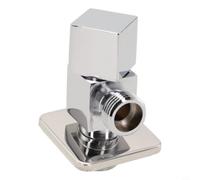 Válvula de ángulo triangular de rosca macho montada en la pared para fregadero de baño, bidé, calentador de agua de inodoro, baja presión media, alta presión, cobre cromado (plata)