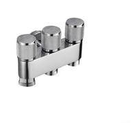 Válvula de ángulo triple desviador de agua de latón, divisor de 1 entrada y 3 salidas con controles separados, cobre inoxidable, se adapta a rosca estándar, montaje de pared compacto para lavadora y