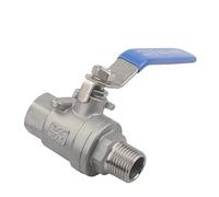 Válvula de bola 2 vías acero inoxidable 304, rosca hembra/macho BSPT 1/2", 3/4", 1", 1-1/4", 1-1/2", 2"