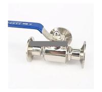 Válvula de bola de 3 vías de acero inoxidable 304 con puerto en T de 3/4" y 19 mm, abrazadera triple de 1,5" y casquillo de 50,5 mm de diámetro exterior
