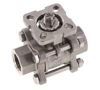 Válvula de bola de acero inoxidable de 2 vías G1/2'' 3 piezas paso total ISO-Top - BL2SA3