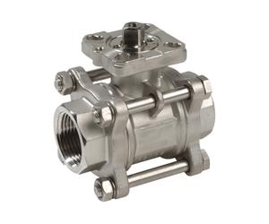 Válvula de bola de acero inoxidable de 2 vías G2-1/2'' y 3 piezas de paso total ISO-Top - BL2SA3