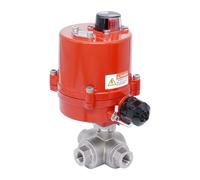 Válvula de Bola Eléctrica de 3 Vías L-Port de Acero Inoxidable Rp 3/8'' 24 V AC/DC