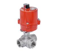 Válvula de Bola Eléctrica de 3 Vías T-Port de Acero Inoxidable Rp 3/4'' 24 V AC/DC