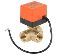 Válvula de bola eléctrica de latón, AC 220 V Válvula de bola motorizada 3 vías Control de 3 cables Latón T-type 1.6pa Rosca DN25 G1 "Cables de control Válvula de bola eléctrica