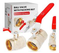 Válvula de Bola Esfera Cierre 1 1/2'' Hembra x 1 1/2'' Hembra Latón DN40 Maneta de Palanca | Llave de Paso Agua Restrictor Anillo de Estanqueidad de Prensaestopas