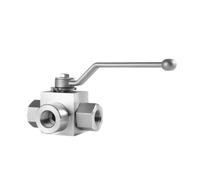 Válvula de bola hidráulica de 3 vías de acero inoxidable 304 | Rosca hembra con puerto L BSPP 1/4 3/8 1/2 3/4 1 Alta presión 6000Psi(BSPP 3I4)
