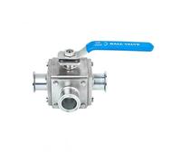 Válvula de bola manual cuadrada de tres vías, de acero inoxidable 304, con abrazadera de flujo tipo T/L, DN20, DN25, DN32 y DN40(L Type,DN25)