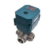 Válvula de bola motorizada acero inoxidable, válvula gran torsión paso total 3 vías, 2/3 cables, AC220V DC24V DC12V, 1 Uds(T Type-dc24v-cr04)