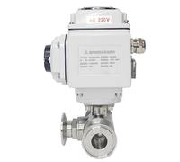 Válvula de bola motorizada de acero inoxidable de 25 mm de 3 vías sanitaria de 3 vías de 220 V, 110 V, 12 V, alta plataforma, válvulas de bola eléctricas (T TYPE-24VDC)