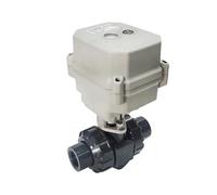 Válvula de bola motorizada eléctrica de 1/2" con unión verdadera de PVC, BSP, NPT, extremo de pegamento, DN15, válvula de control de motor eléctrico, engranaje metálico(BSP-DC24-CR202)
