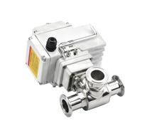 Válvula de bola motorizada sanitaria acero inoxidable 3 vías y 32 mm con férula triple abrazadera, 220 V, 110 12(L Type-110vac)