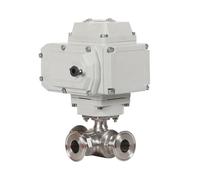 Válvula de bola motorizada tipo virola sanitaria triple abrazadera acero inoxidable 19mm y 3 vías válvulas eléctricas 220V 110V 12V(T TYPE-220VAC)