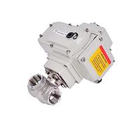 Válvula de bola motorizada tres vías 1/2 "DC24V AC220V, válvula eléctrica hilo femenino tipo Q941/45F-16P T/L acero inoxidable(220VAC-L TYPE)