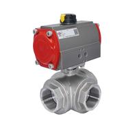 Válvula De Bola Neumática De 3 Vías G1 1/2'' Taladro En T Acero Inoxidable Apertura Por Resorte