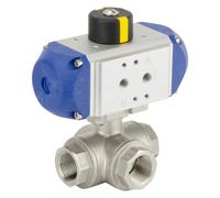 Válvula De Bola Neumática De Acero Inoxidable De 3 Vías T-port G1/2'' Con Resorte Abierto - BL3SA