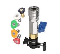 Válvula de bola para lavadora de alta presión Karcher con conexión rápida M22 de 14 mm, adaptador de interruptor de apagado de 4500 PSI y kit de 5 boquillas para control de flujo de agua de manguera