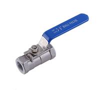 Válvula de bola roscada de 1/2 pulgada, 1 pieza, acero inoxidable SS 304, BSPT, para agua, aceite y gas