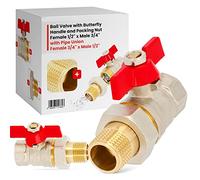 Válvula de Bola Tornillo Mariposa Adaptador Tuerca de Embalaje 1/2'' Rosca Interna x 3/4'' Rosca Externa Conexión Roscada 3/4'' Hembra x 1/2'' Macho Válvula de Esfera Agua Latón Robusto Estanqueidad