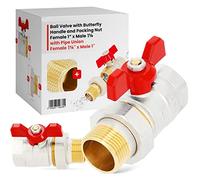 Válvula de Bola Tornillo Mariposa Adaptador Tuerca de Embalaje 1'' Rosca Interna x 11/4'' Rosca Externa Conexión Roscada 11/4'' Hembra x 1'' Macho Válvula de Esfera Agua Latón Robusto Estanqueidad