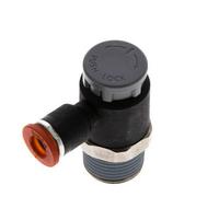 Válvula de control de flujo Codo de medición 6 mm - R3/8'' Latón/PA 66 Tuerca de seguridad