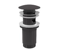 Válvula de desagüe Alcadrain para lavabos, tipo CLICK/CLACK, de 5/4", completamente metálica, con desbordamiento, tapón grande, color gris metalizado mate (acabado cepillado)