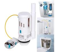 Válvula de descarga doble para inodoro, botón pulsador de 2 pulgadas, ajuste de salida de cisterna ajustable con control de cable para ahorrar agua, kit de repuesto ABS blanco
