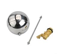 Válvula de flotador de latón de 1/2 pulgadas con bola de acero inoxidable 304, válvula automática de nivel de agua estanca para tanque de agua, caldera, arrocera y descarga del inodoro, plata