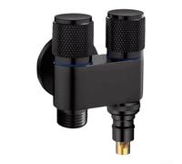 Válvula de parada angular con dos salidas de latón cromado divisor de agua para fregadero de lavabo, válvula de aislamiento compacta de montaje en pared, conexión de 1/2 pulgada (B-negro)