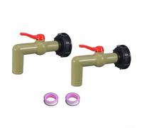 Válvula de salida de tanque IBC con rosca gruesa S60x6, adaptador de grifo de agua de plástico y conector de válvula de bola para lluvia para manguera de jardín dispensador (2 piezas)