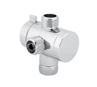 Válvula Desviadora de Ducha 3 Vías, Control Flujo Ajustable, G1/2, Plateada, ABS, Instalación Universal para Baño con Cabezal y Manguera