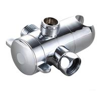 Válvula desviadora de ducha ABS de tres vías con conexión de enchufe, divisor de flujo de agua negro plateado para accesorios de baño y múltiples salidas para configuraciones (plata)