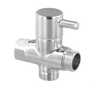 Válvula desviadora de latón de 3 vías G1/2 pulgadas, entrada interna, dos salidas externas G1/2 pulgadas, interruptor de flujo de agua entre ducha de mano y fija, acabado cromado, mango de metal