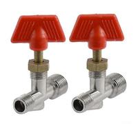 Válvula manual de compresor de aire con mango en T, accesorios de plástico de metal rojo y plateado para rosca macho de 13 mm y 10 mm, piezas de repuesto para interruptor de drenaje de tanque